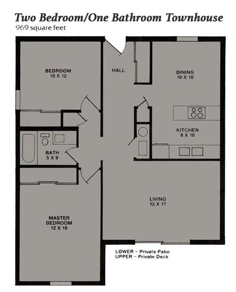 Two Bedroom/One Bathroom Townhouse